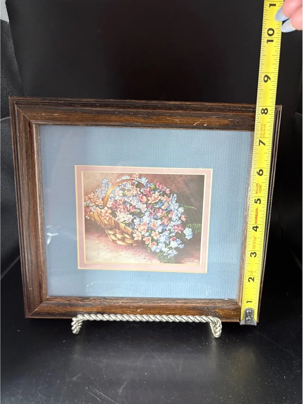 Rhonda McEnroe Flower Basket Watercolor Art Print Framed 10x8 Matted Vintage